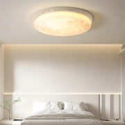 Modern Stone Round Flush Mount Moon Dimmable Ceiling Light