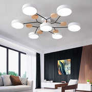 Contemporary Round Iron LED Semi-Flush Chandelier