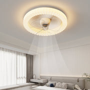 White Round Design Bedroom Ceiling Fan With LED Lighting