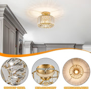 Semi Flush Mount Metal Crystal Ceiling Light