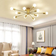 Simple Gold Iron Semi Flush Chandelier For Bedroom