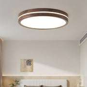 Nordic Decor Brown Round Wood LED Bedroom Ceiling Lamp