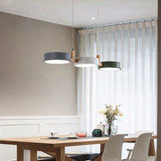 Wood and Metal Long LED Dining Room Pendant Light