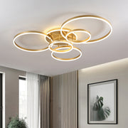 Gold Iron Multi Rings LED Bedroom Ceiling Light