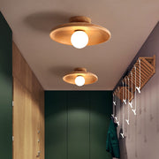 Nordic Wood Minimalist Round Hallway Ceiling Light