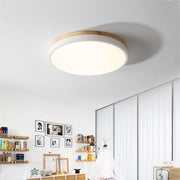 Wooden Round Shape Flush LED Ceiling Lights For Living Room