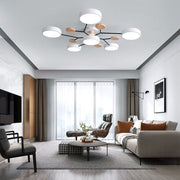 Contemporary Round Iron LED Semi-Flush Chandelier