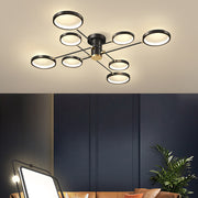 Large Iron Rings Living Room LED Dimmable Ceiling Light