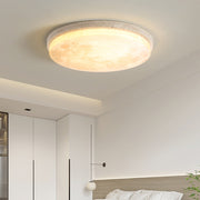 Modern Stone Round Flush Mount Moon Dimmable Ceiling Light