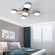 Modern Multi-Heads Iron LED Semi-Flush Chandelier