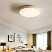 Wooden Round Shape Flush LED Ceiling Lights For Living Room