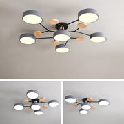 Contemporary Round Iron LED Semi-Flush Chandelier