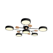 Contemporary Round Iron LED Semi-Flush Chandelier