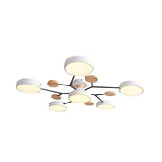 Contemporary Round Iron LED Semi-Flush Chandelier