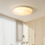 Modern Stone Round Flush Mount Moon Dimmable Ceiling Light