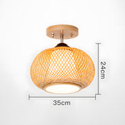 Natural Round Bamboo Ceiling Lights for Bedroom