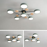 Contemporary Round Iron LED Semi-Flush Chandelier