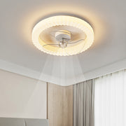 White Round Design Bedroom Ceiling Fan With LED Lighting