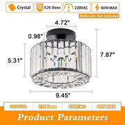 Semi Flush Mount Metal Crystal Ceiling Light