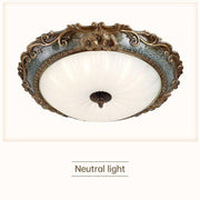 Retro Resin Round Glass Ceiling Light