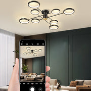 Large Iron Rings Living Room LED Dimmable Ceiling Light