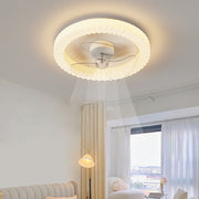 White Round Design Bedroom Ceiling Fan With LED Lighting