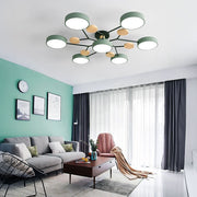 Contemporary Round Iron LED Semi-Flush Chandelier