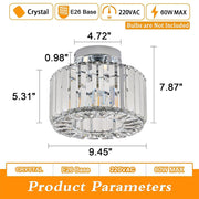 Semi Flush Mount Metal Crystal Ceiling Light