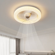 White Round Design Bedroom Ceiling Fan With LED Lighting