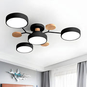 Modern Multi-Heads Iron LED Semi-Flush Chandelier