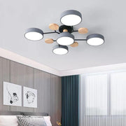 Contemporary Round Iron LED Semi-Flush Chandelier