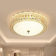 Luxurious Gold Round Crystal Bedroom Ceiling Light