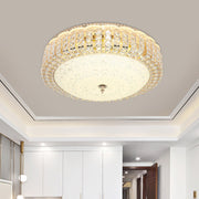 Luxurious Gold Round Crystal Bedroom Ceiling Light