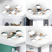 Contemporary Round Iron LED Semi-Flush Chandelier