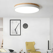 Wooden Round Shape Flush LED Ceiling Lights For Living Room