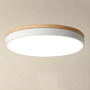 Wooden Round Shape Flush LED Ceiling Lights For Living Room