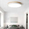 Wooden Round Shape Flush LED Ceiling Lights For Living Room