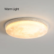 Modern Stone Round Flush Mount Moon Dimmable Ceiling Light