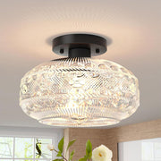 Retro Crystal Semi Flush Mount Bedroom Ceiling Light