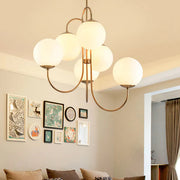 Metal Glass Retro Spherical Chandelier