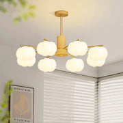 Cream Style Wooden Cotton Balls Chandelier For Living Room