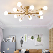 Simple Gold Iron Semi Flush Chandelier For Bedroom