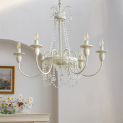 Vintage White Metal & Glass Luxury Chandelier Light -Homdiy