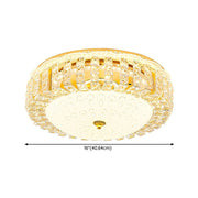 Luxurious Gold Round Crystal Bedroom Ceiling Light