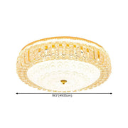 Luxurious Gold Round Crystal Bedroom Ceiling Light