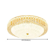 Luxurious Gold Round Crystal Bedroom Ceiling Light