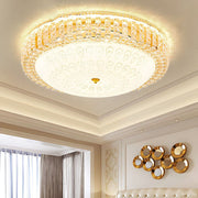 Luxurious Gold Round Crystal Bedroom Ceiling Light