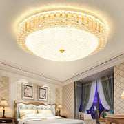 Luxurious Gold Round Crystal Bedroom Ceiling Light