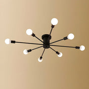 Simple Gold Iron Semi Flush Chandelier For Bedroom