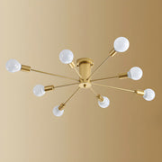 Simple Gold Iron Semi Flush Chandelier For Bedroom